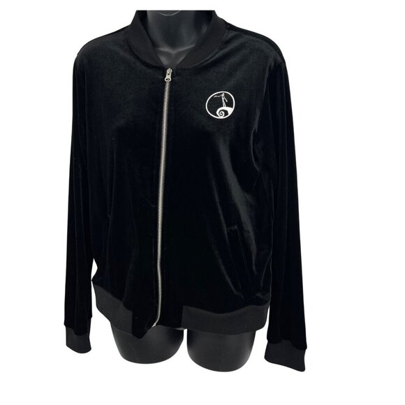 Disney Tim Burtons Nightmare Before Christmas Black Velour Jacket Medium M New - Picture 5 of 9
